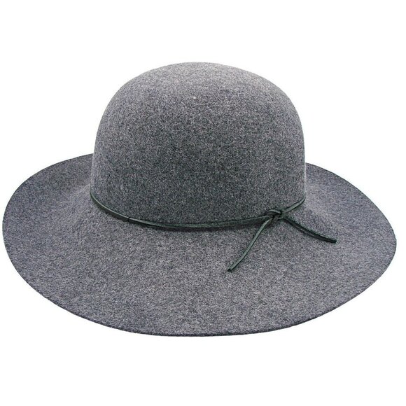 PHENIX Womens Wide Brim Floppy Hat Gray Wool Leather Trim One Size Event Church - Picture 4 of 12
